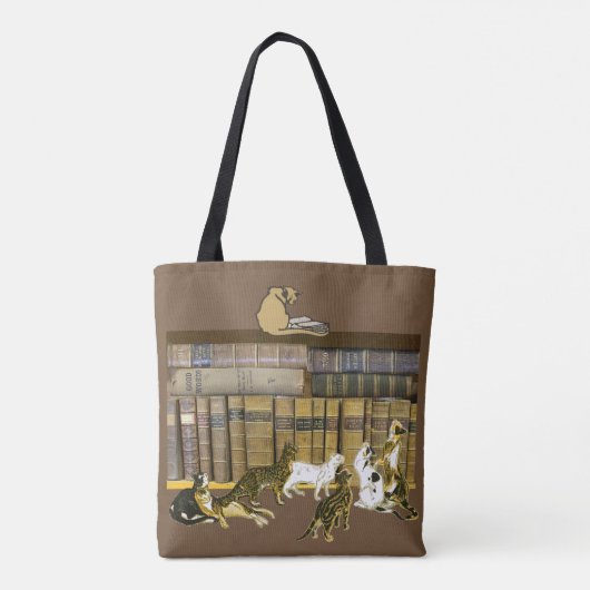 Kunst voor bibliotheek met kat Book Lovers Tote Bag (Achterkant)