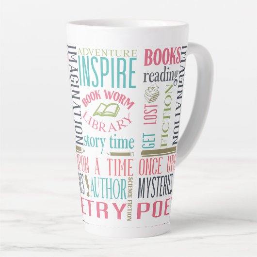 Kunst voor bibliotheeksubstraten latte mok (Rechterhoek)