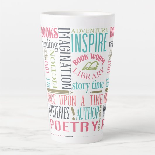 Kunst voor bibliotheeksubstraten latte mok (Voorkant)