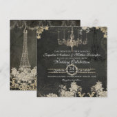 Kunst voor Chalkboard Chandelier Typografie Kaart (Voorkant / Achterkant)