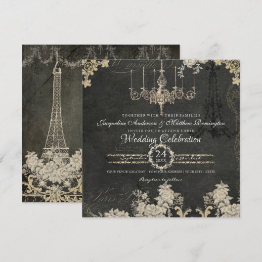 Kunst voor Chalkboard Chandelier Typografie Kaart (Voorkant / Achterkant)