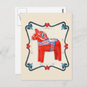 Kunst voor Dala Horse Folk Briefkaart (Voorkant / Achterkant)