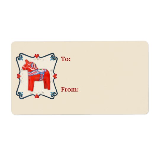 Kunst voor Dala Horse Folk Etiket (Voorkant)