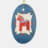 Kunst voor Dala Horse Folk Keramisch Ornament (Links)