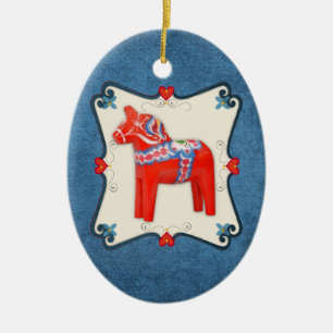 Kunst voor Dala Horse Folk Keramisch Ornament