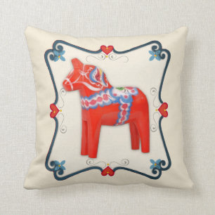 Kunst voor Dala Horse Folk Kussen