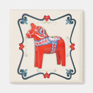 Kunst voor Dala Horse Folk Magneet