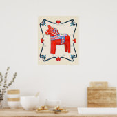 Kunst voor Dala Horse Folk Poster (Keuken)