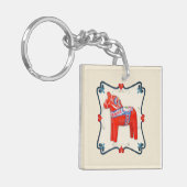 Kunst voor Dala Horse Folk Sleutelhanger (Voorkant Links)