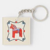 Kunst voor Dala Horse Folk Sleutelhanger (Achterkant)