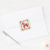Kunst voor Dala Horse Folk Vierkante Sticker (Envelop)