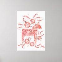 Kunst voor Dala Horse Red en White Folk