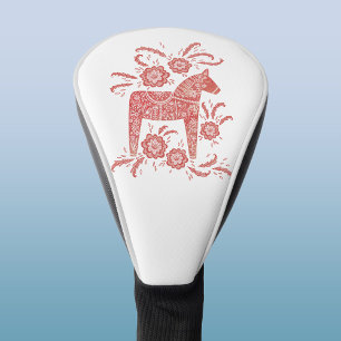 Kunst voor Dala Horse Red en White Folk Golfheadcover