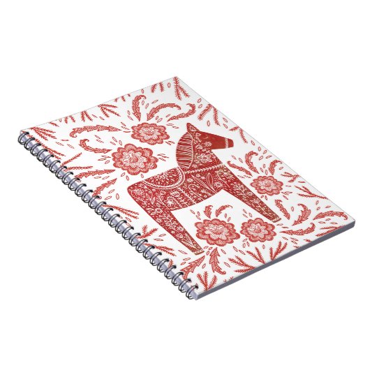Kunst voor Dala Horse Red en White Folk Notitieboek (Rechterzijde)