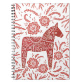 Kunst voor Dala Horse Red en White Folk Notitieboek (Voorkant)