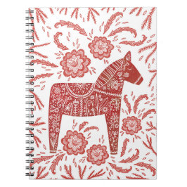 Kunst voor Dala Horse Red en White Folk Notitieboek