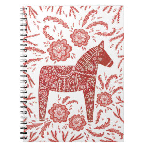 Kunst voor Dala Horse Red en White Folk Notitieboek