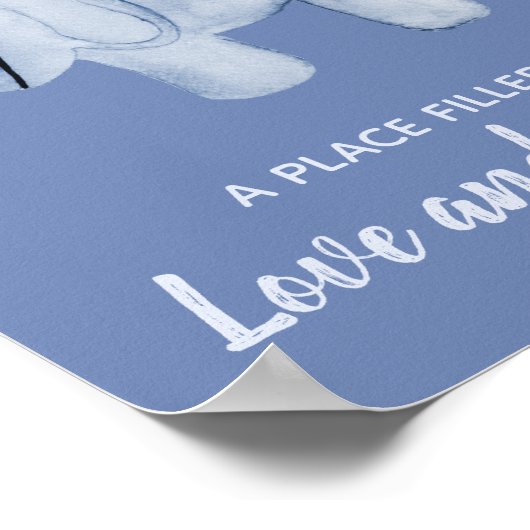 Kunst voor de babykamer met waterverf olifant in h poster (Hoek)