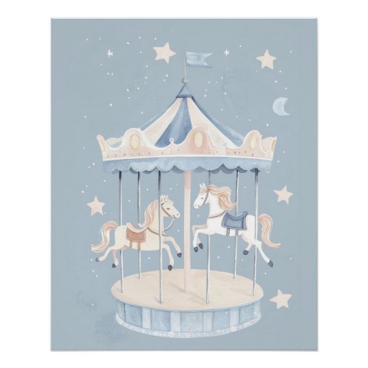 Kunst voor de kinderkamer Carousel, Cute Kids kame Perfect Poster (Voorkant)