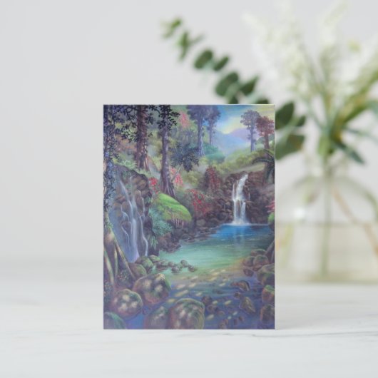 Kunst voor de waterval in het regenwoud briefkaart (Staand voorkant)