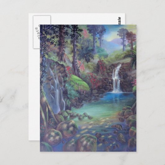 Kunst voor de waterval in het regenwoud briefkaart (Voorkant / Achterkant)