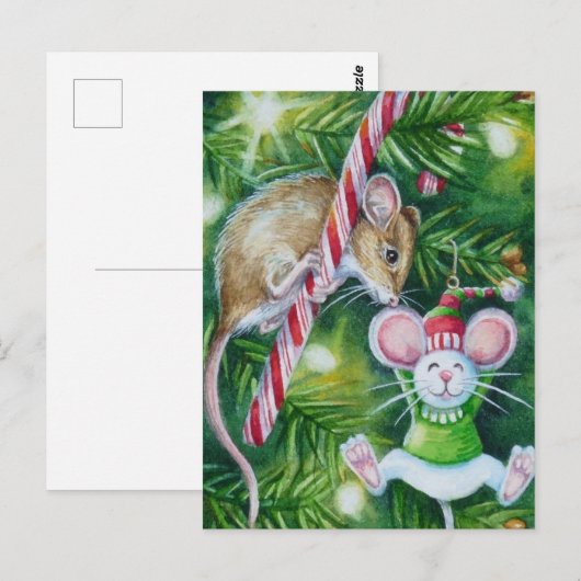 Kunst voor de Waterverf van sierbomen en kerstbome Briefkaart (Voorkant / Achterkant)