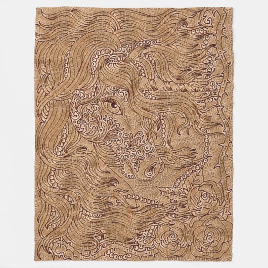 Kunst voor geborduurd hout fleece deken (Voorkant)