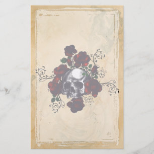 Kunst voor Gothic in Tattoo van schedel en Rozen Briefpapier