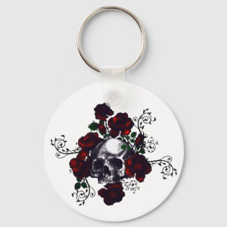 Kunst voor Gothic in Tattoo van schedel en Rozen Sleutelhanger