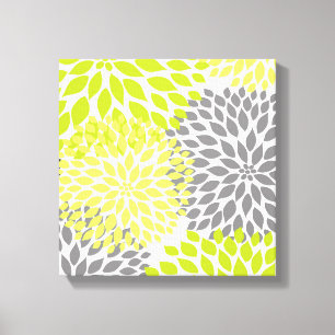 Kunst voor groene moderne dahlia-bloesemmuur canvas afdruk