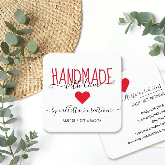 Kunst voor handgemaakt met Love Etsy Home Crafter Vierkante Visitekaartje