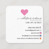 Kunst voor handgemaakt met Love Etsy Home Crafter Vierkante Visitekaartje (Achterkant)