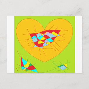 Kunst voor hart Briefkaart Groene en Oranje kleure