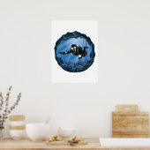 Kunst voor het duiken van de grot - Schuba-duiker Poster (Keuken)