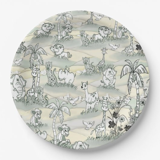 Kunst voor het kleuren van lijnen papieren bordje (Voorkant)