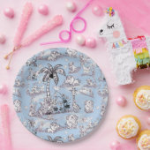 Kunst voor het kleuren van lijnen papieren bordje (Feest)