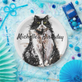 Kunst voor het schatten van Tuxedo Kat op feestdag Papieren Bordje (Feest)