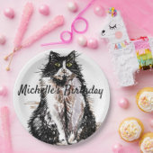 Kunst voor het schatten van Tuxedo Kat op feestdag Papieren Bordje (Feest)