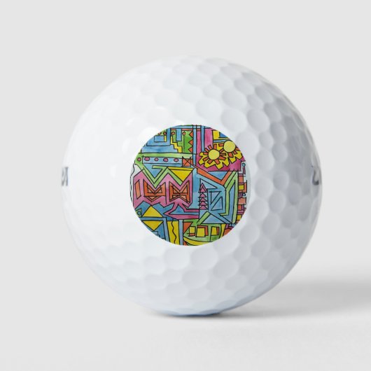 Kunst voor hoogopvallende geometrische Waterverf Golfballen (Voorkant)