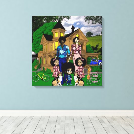 Kunst voor interraciale familie canvas afdruk (Insitu (Houten vloer))
