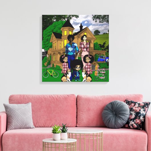 Kunst voor interraciale familie canvas afdruk (Insitu (Woonkamer))