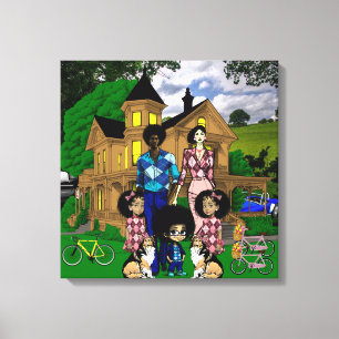 Kunst voor interraciale familie canvas afdruk