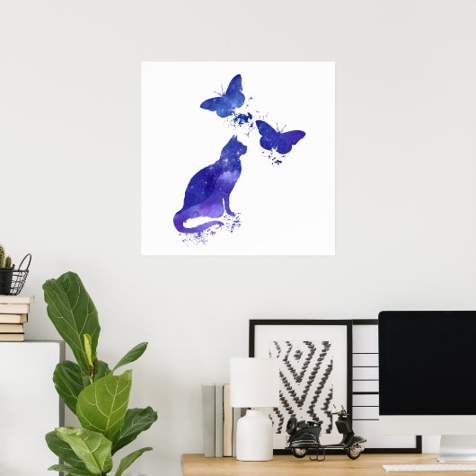 Kunst voor katten en vlinders poster (Thuiskantoor)