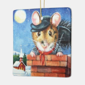 Kunst voor kerstmis-schoorsteenmuis keramisch ornament (Links)