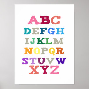 Kunst voor kinderalfabet - Roze tinten Poster