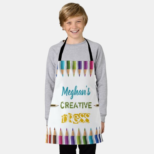 Kunst voor kinderen gepersonaliseerde naam schort (Gedragen)