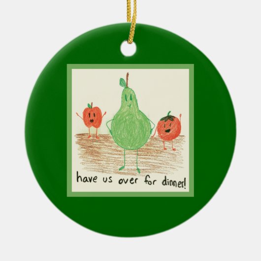 Kunst voor kinderen, groen keramisch ornament (Voorkant)