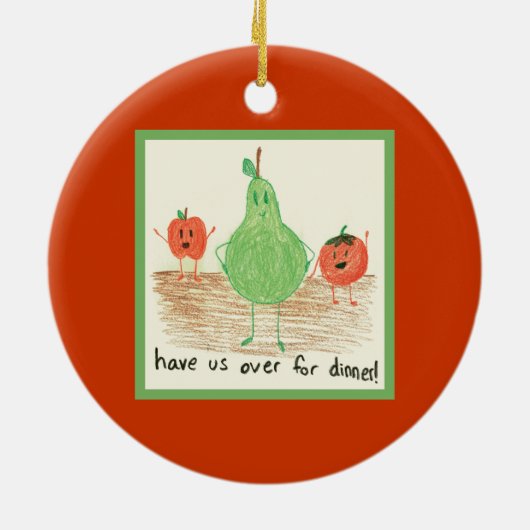 Kunst voor kinderen, rood keramisch ornament (Achterkant)