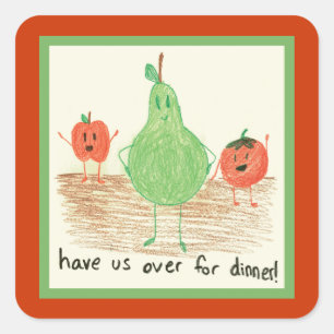 Kunst voor kinderen, rood vierkante sticker
