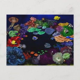 Kunst voor kleurrijk koraal en visrif briefkaart